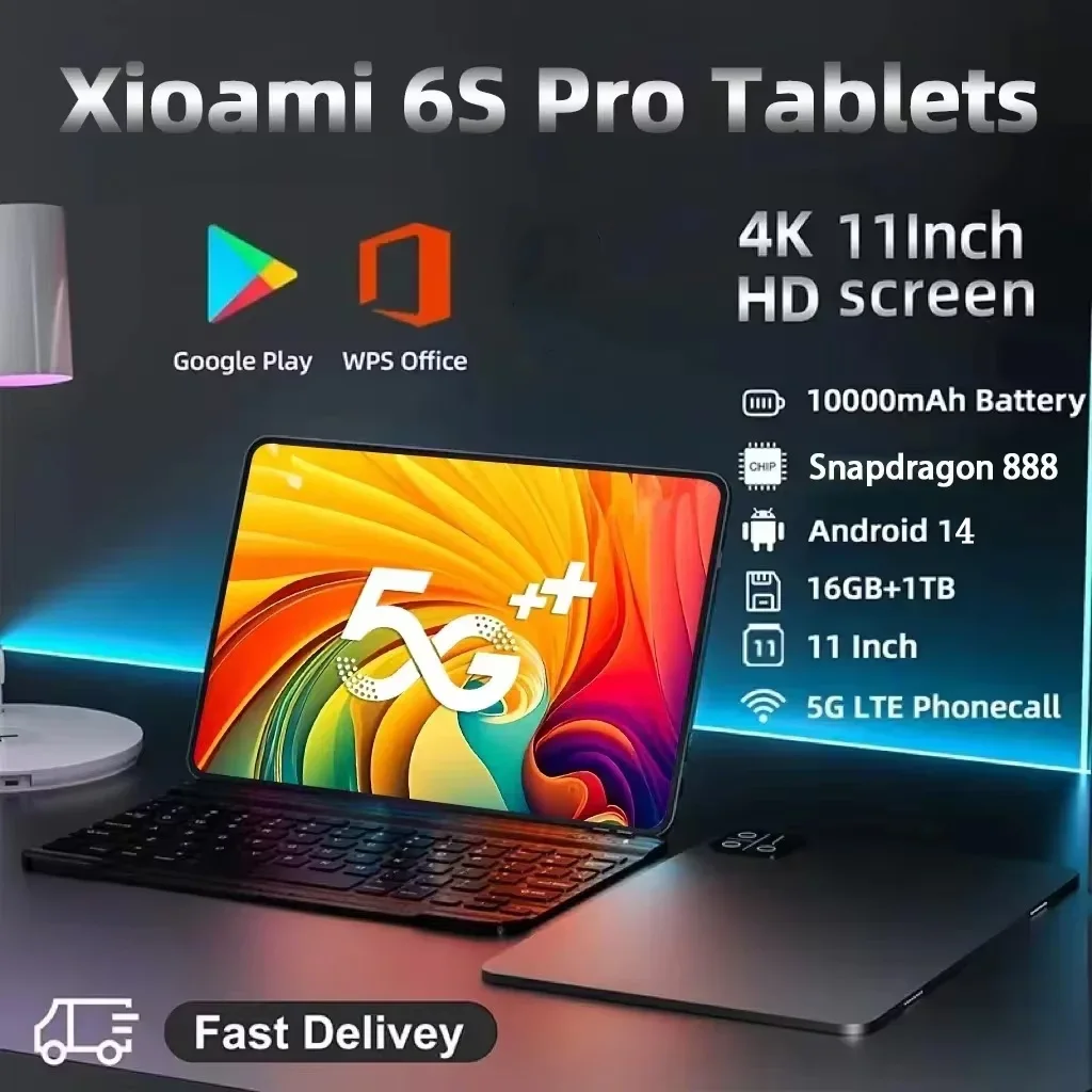 

2024 Global Xioami Pad 6S Pro Global Version Tablet PC 11 Inch Android 14 16GB+1TB Snapdragon 888 HD 4K 5G WIFI Bluetooth Mi Tab