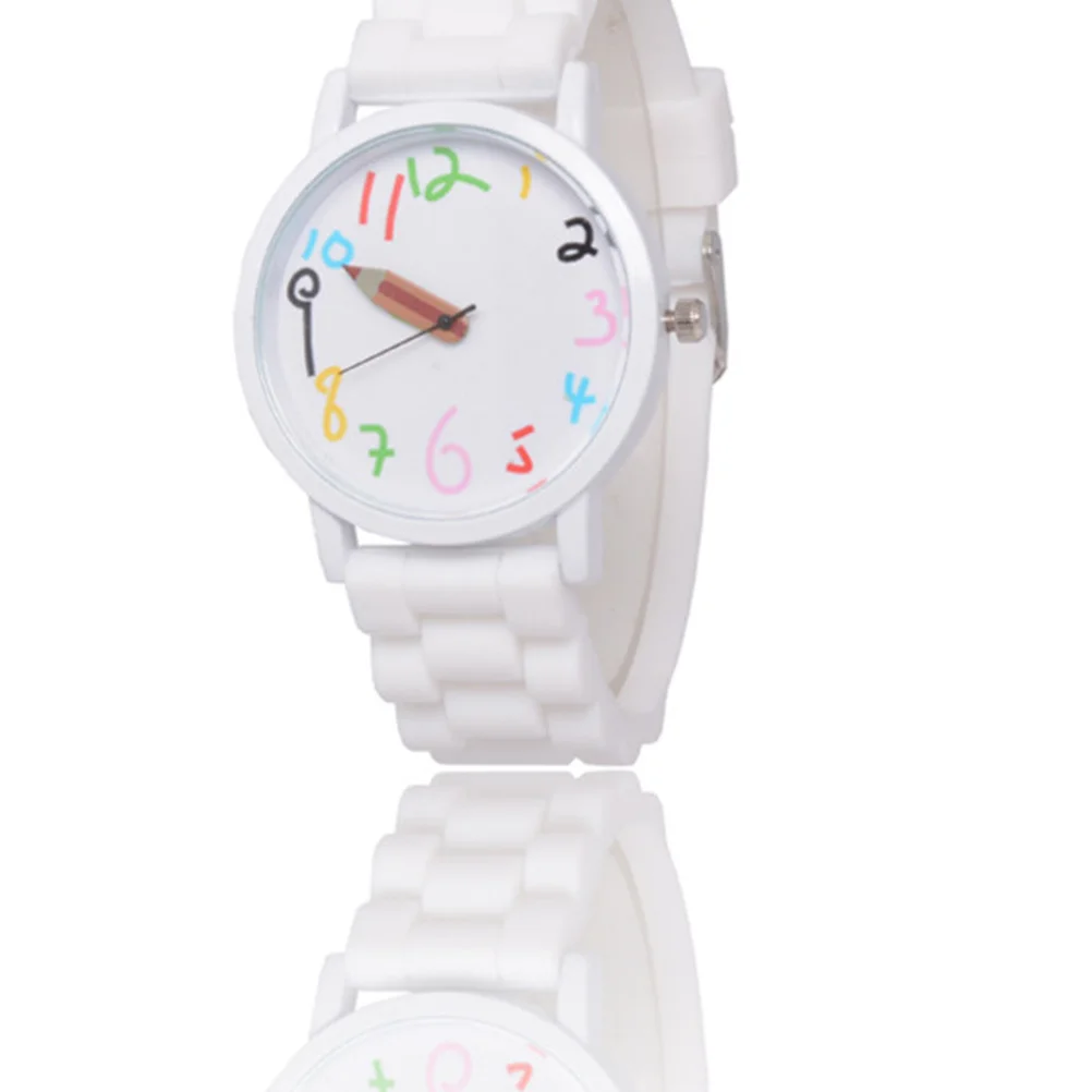 Adorável relógio de desenho animado, movimento preciso de quartzo, pulseira confortável, presente de aniversário para (branco), relógio de desenho animado