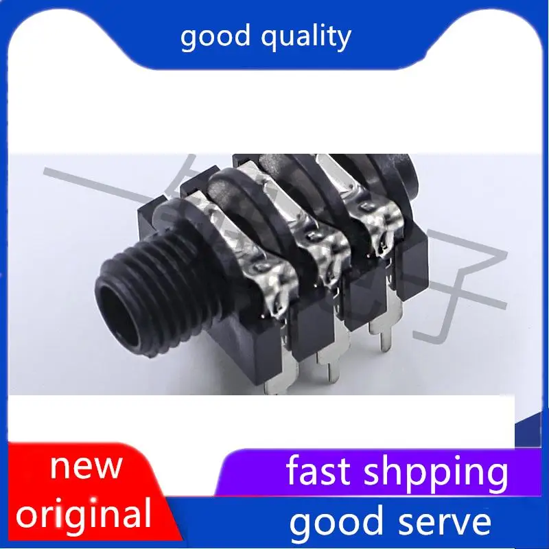 

10pcs original new 6.35mm 6.35VS microphone socket 6.35 headphone interface 6-pin fully plastic female socket