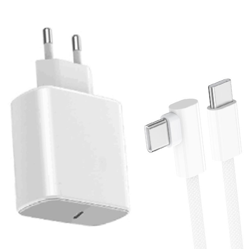  20W EU Plug / US Plug Phone Charger + 1M Usb-C Type C Game Fast Charging Cable 90 Degree Elbow Line 