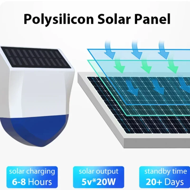 Tuya 스마트 지그비/와이파이 사이렌 알람 방수 야외용, 리모컨, 태양광/USB 전원, 95dB 큰 소리 알람 ​ ​ IPXS 방수 ​   앱