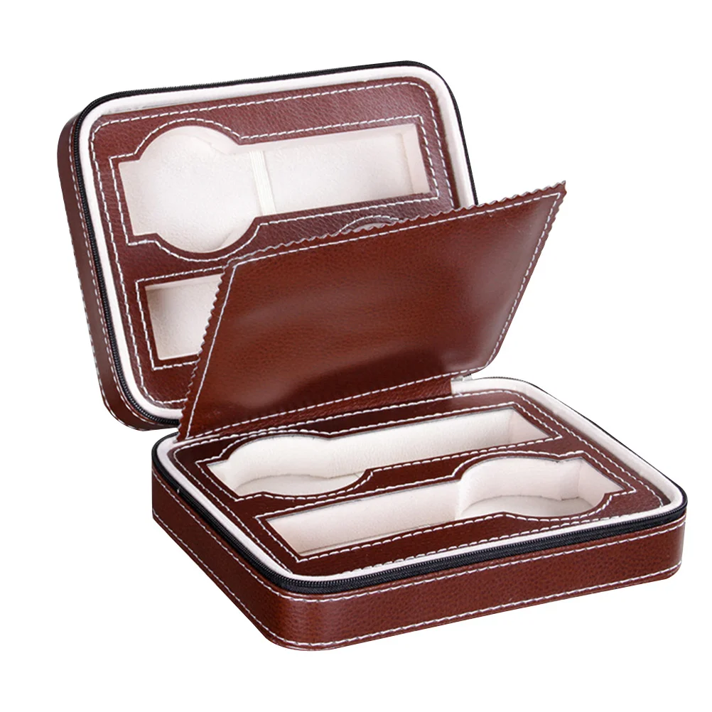 

Watch Box Organizer Luxury Wrist Watch Storage Holder Coffee Four Sets Durable Material Elegant Appearance