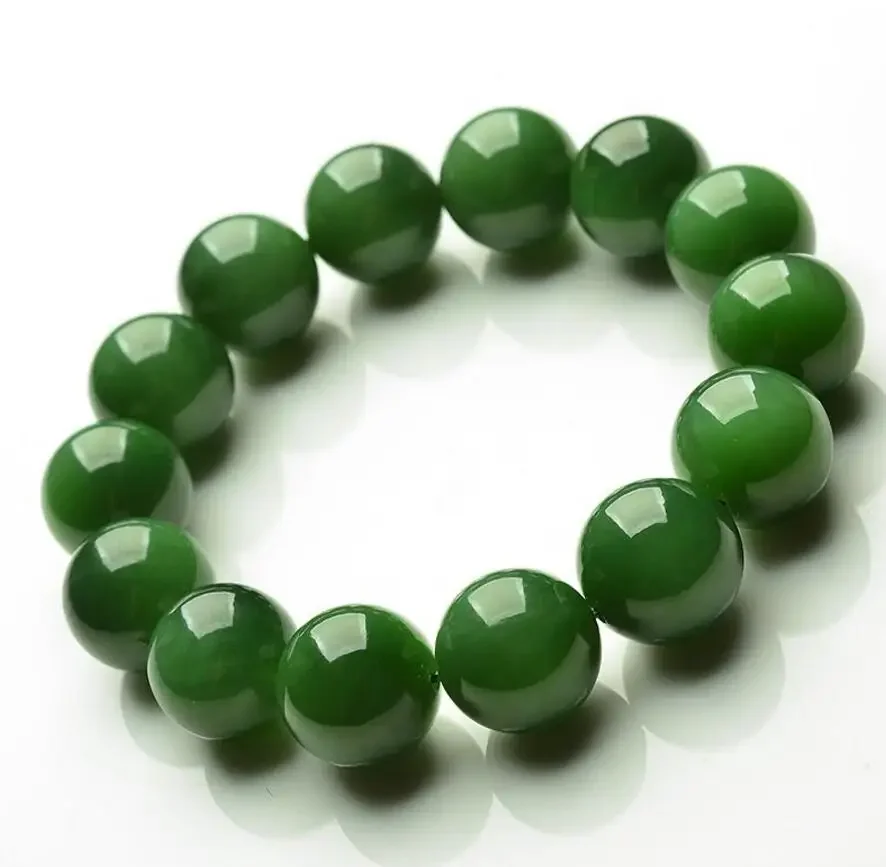 

Fashion jewelry NEW 100% Natural Green Beads jade Bangle Bracelet Handmade 12MM Bead AAA