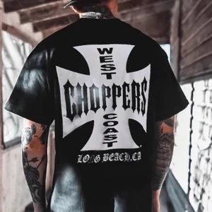 Herren Kurzarm Casual T -Shirt, Rundkragen, Halbmanga, Kanye West Coast Gangster Blade gedruckt, amerikanische Modemarke 6 Hauptverkaufs -Gangsterhose - №3