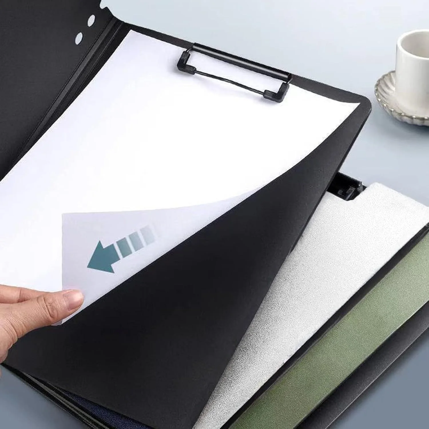 Vertical Stand Clipboard A4 File Folder, Office Supplies, Student Writing Pad, Meeting Notes Holder with Pen Clip Design