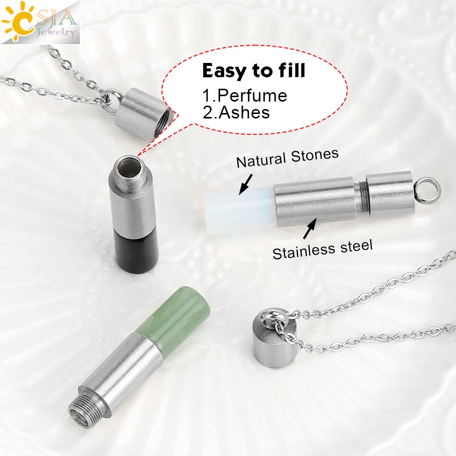Natural Stone Perfume Bottle Necklace Energy Crystal Tiger Eye Pink Quartz Essential Oil Diffuser Necklaces for Men Women H548