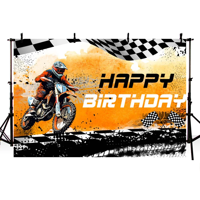 Mehofond Motocross Racing Backdrop Motorcycle Dirt Bike Photography Background for Boy Birthday Party Decor Cake Table Banner