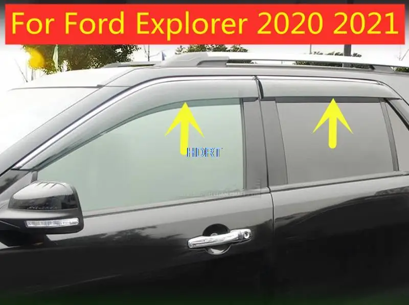 

For Ford Explorer 2020 2021 Car Styling Plastic Exterior Vent Sun Deflectors Guard Accessories 4Pcs Smoke Window Rain Visor