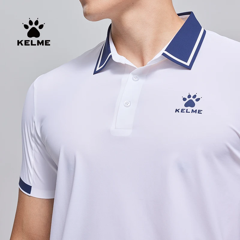 KELME Flagship Men\'s Short-sleeved T-shirt Shirt Collar Summer Ice Silk Casual Sports Loose Polo Shirt Thin  8251PL1003