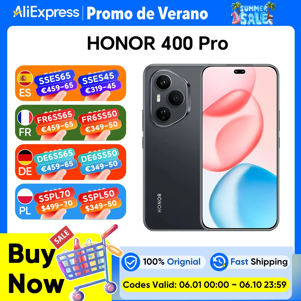 HONOR 400 Pro 5G, version européenne, smartphone 5G, appareil photo principal IA ultra-clair 200MP, Qualcomm Snapdragon 8 Gen 3, batterie 5300mAh