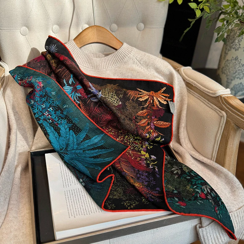 

Double Faced Printed Scarf Luxury Winter Scarfs Square Shawls Hand Rolled Scarf Head Clothing Accessories AB Bandanas