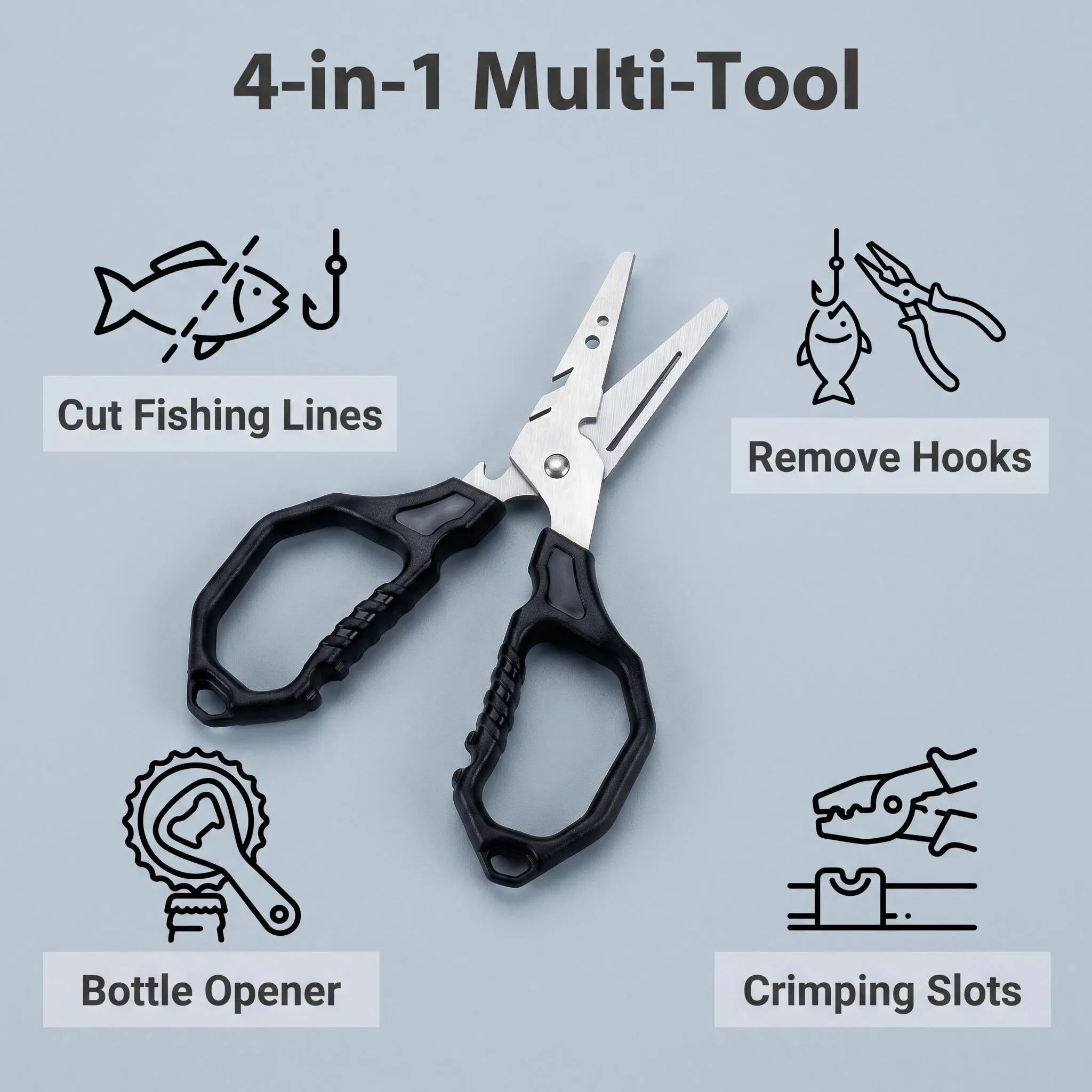Multifunctional Fishing Scissors Stainless Steel Line Cutter with Hook Remover Tackle Tool Portable Outdoor Accessory