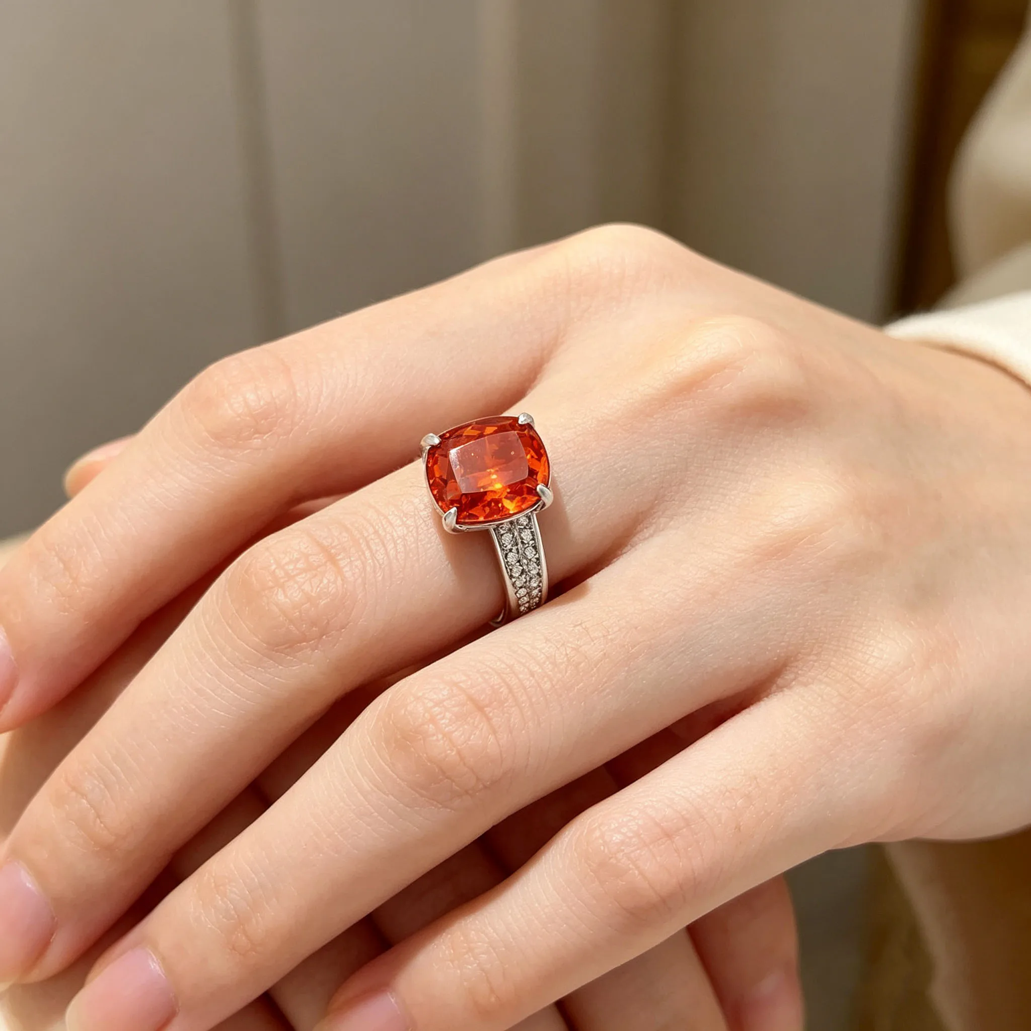 925 pure silver fashionable colored gemstone ice flower ring ultra-bright, fashionable, luxurious, extra-large round finger ring
