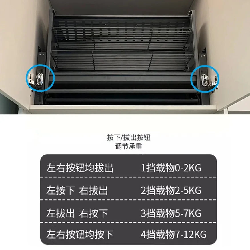 Hanging cabinet lift basket high cabinet refrigerator top cabinet deepen storage seasoning snack basket kitchen