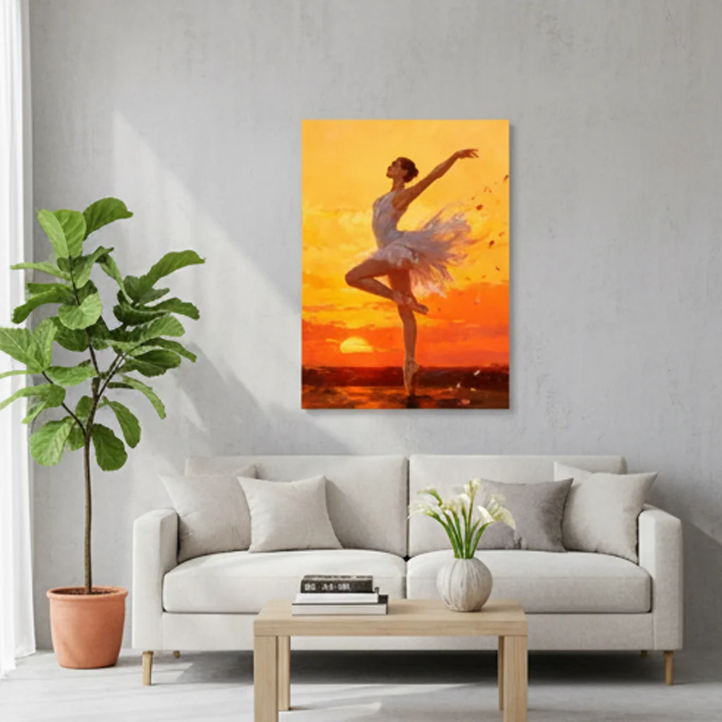 Hand Painted Ballerina Oil Painting on Canvas Modern Abstract Wall Art Elegant Ballet Dancer Decoration Home Living Room Bedroom