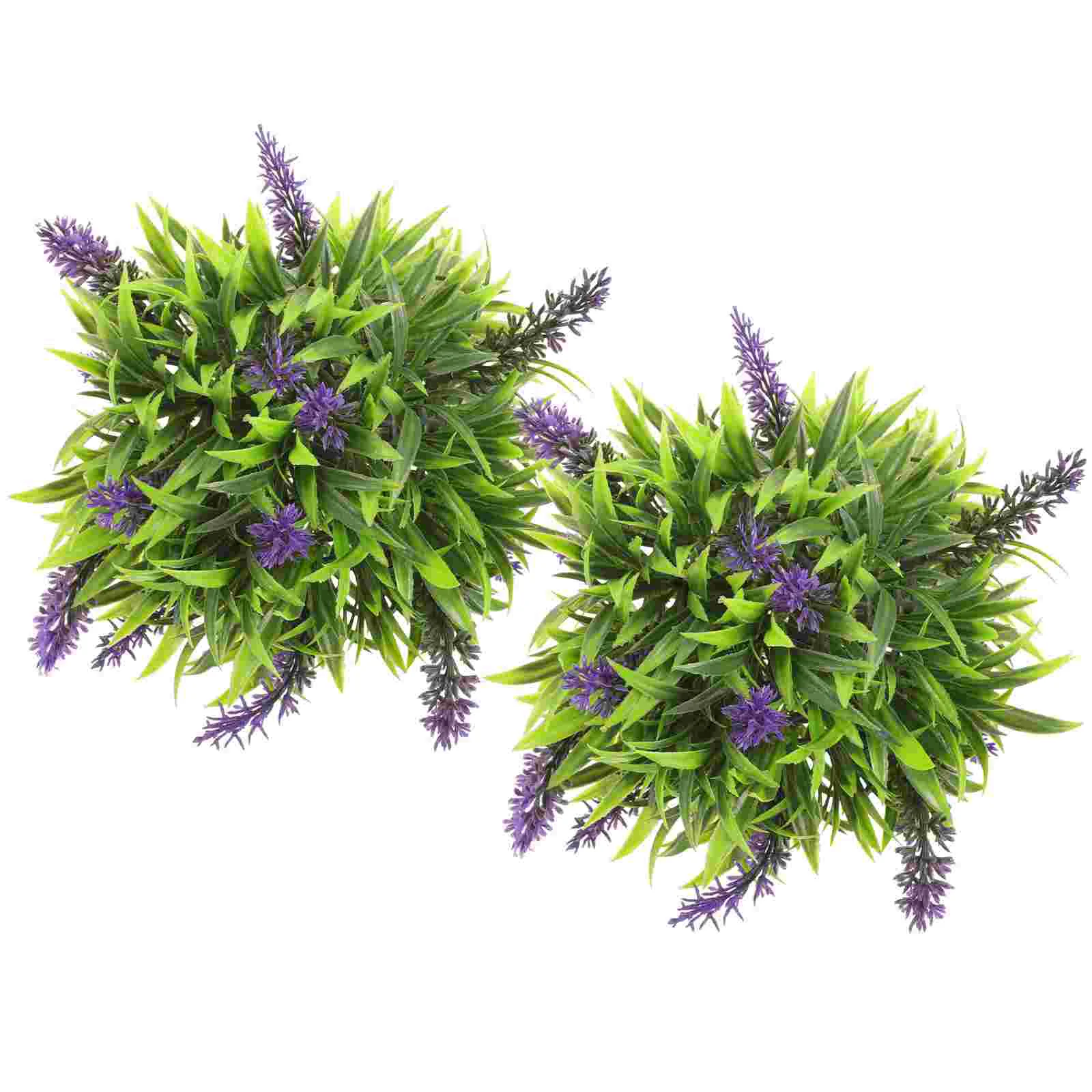 

2 Pcs Artificial Flowers for Outdoors Simulated Lavender Hanging Ball Topiary Plant Round Fake Grass Office