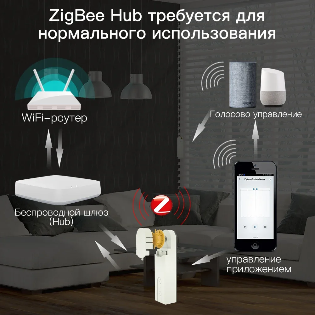 MOES-Tuya Smart ZigBee 3.0 JOBlinds Motor, JOHurized Roller SUMMShades, Smart Life, Alexa, Google Voice Control