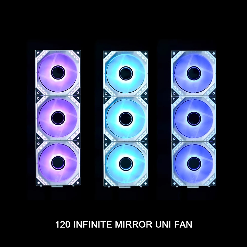 120 UNI FAN Infinity Mirror LED ARGB Reverse Blade Fan 12cm Computer CPU Cooler Splice-free