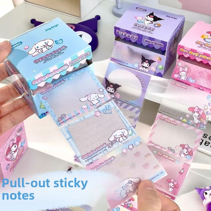 Kuromi Pull-Out Sticky Notes Set Transparent Frosted Storage Box Compact Memo Pad for Elementary School Students Kaway Gift view 2