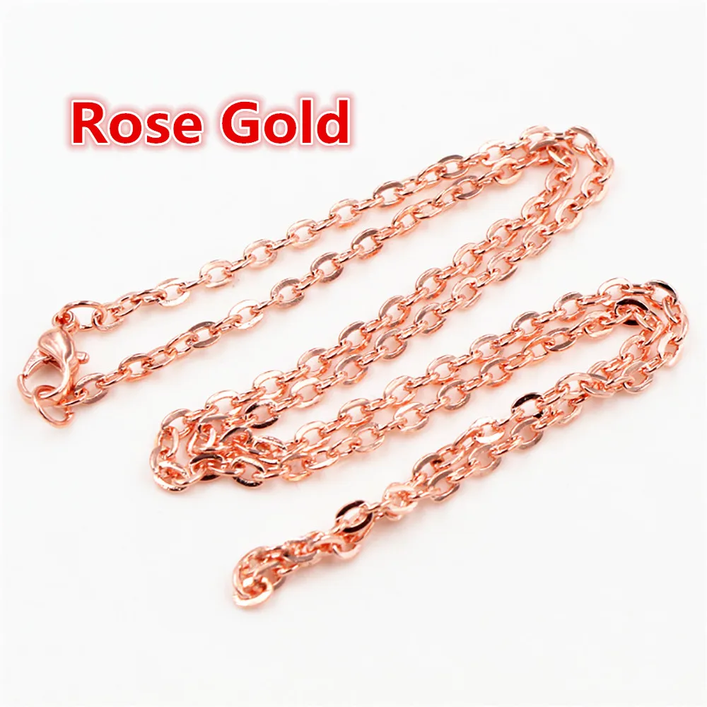 5pcs/lot 4*3mm Diameter 50 cm 70cm Length 8 Colors Plated  Handmade Flattened Chain Necklace Connector For Charms Base and Tray