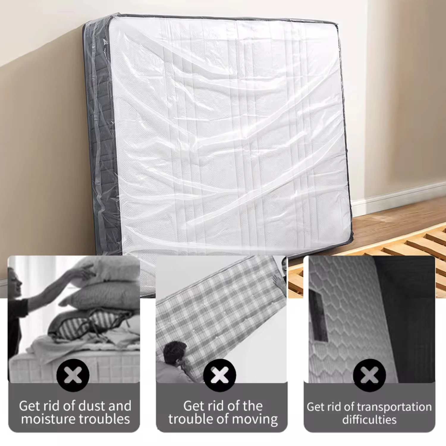 150/200x240x35cm Mattress Protector Packaging  Moisture-proof Dust Cover Thickness 0.08mm PE Transparent Moving