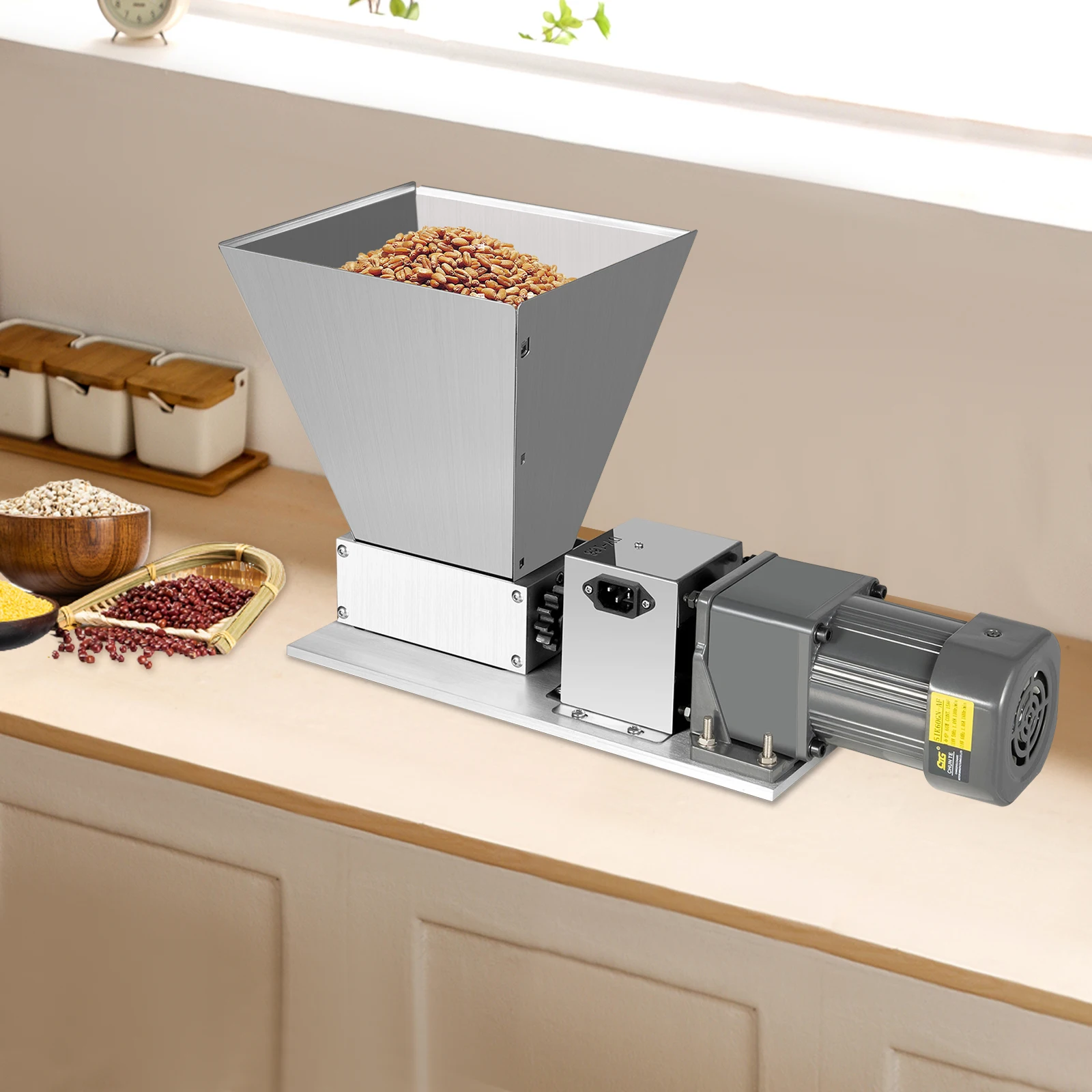 Electric Grain Mill Barley Grinder 60W Malt Multi-function Grain Crusher for Grinding Wheat and Corn Pulper Kitchen Helper
