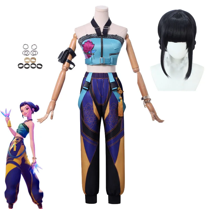 

2025 Kpop Zoey Cosplay Costume Wigs Demon Hunters Zoey's Stage Costumes Halloween Anime Exhibition Female Singer Dress Up