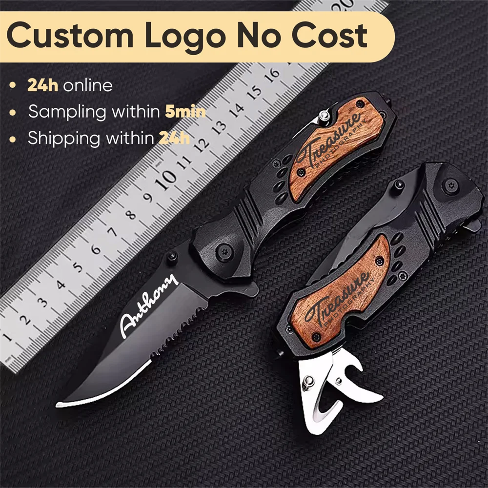 

Free Customized Logo Sharp Folding Knife Pocket Knife Large Stiletto Tactical Hunting Knife multi-function Outdoor DEC Tools