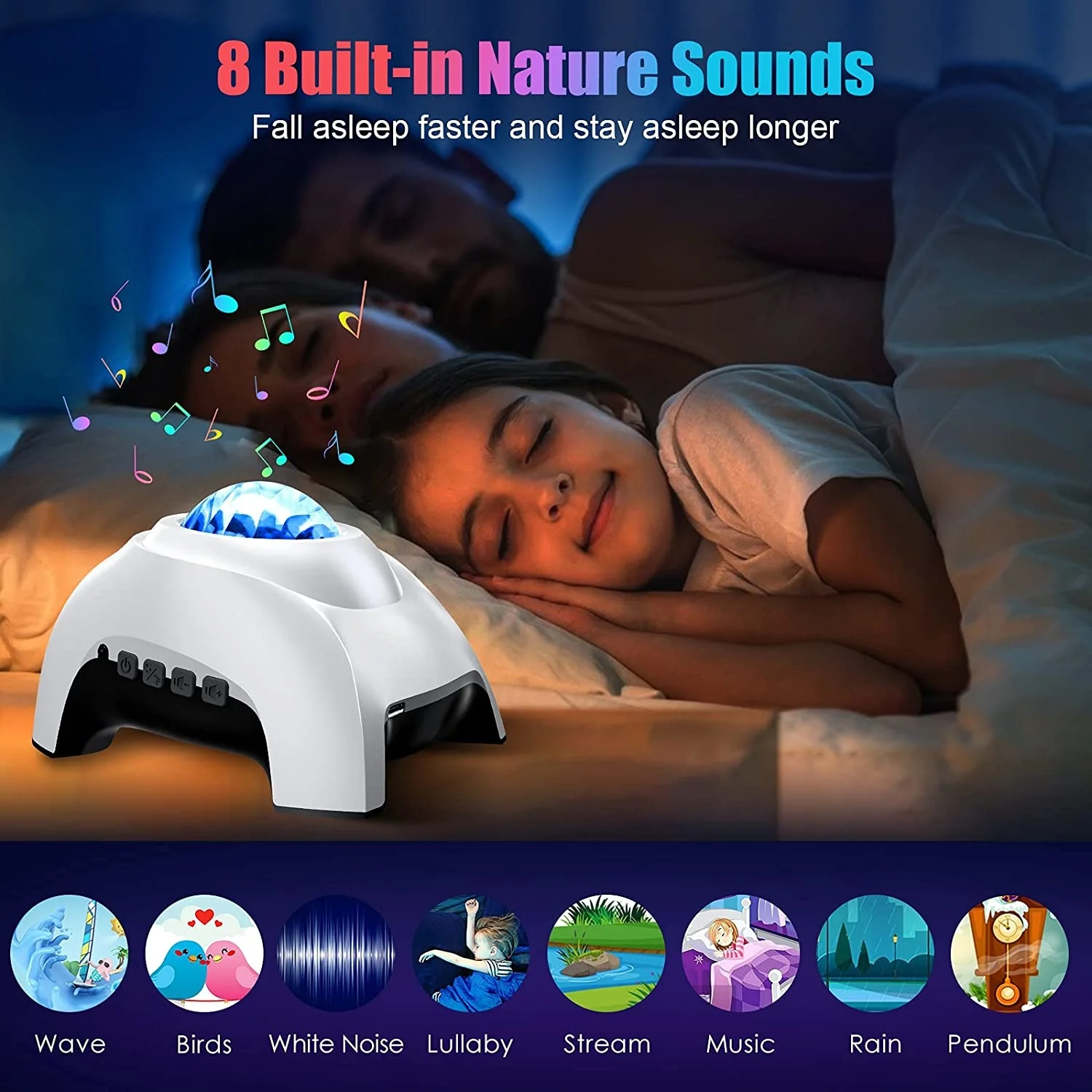 Aurora Projector, Night Lights ,LED Star Projector for Bedroom, Nebula Lamp, Remote Control, White Noises, Bluetooth Speaker