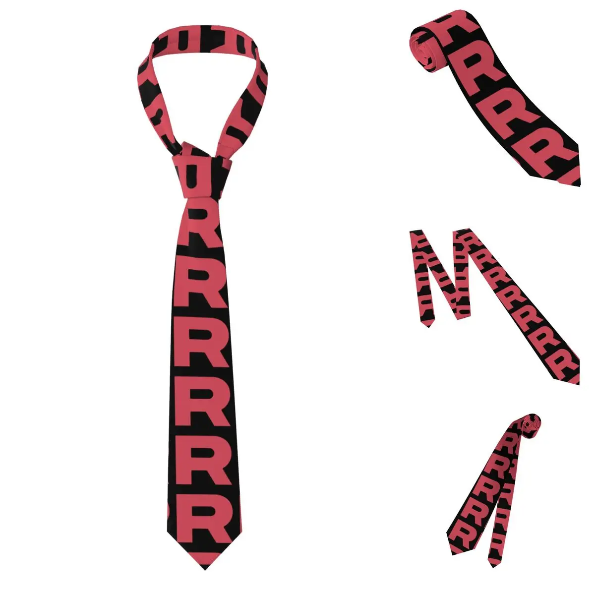 Letter R Team Rocket Logo Necktie for Men Silk Polyester Slim Neck Ties Wedding Business Tie Classic Gravatas
