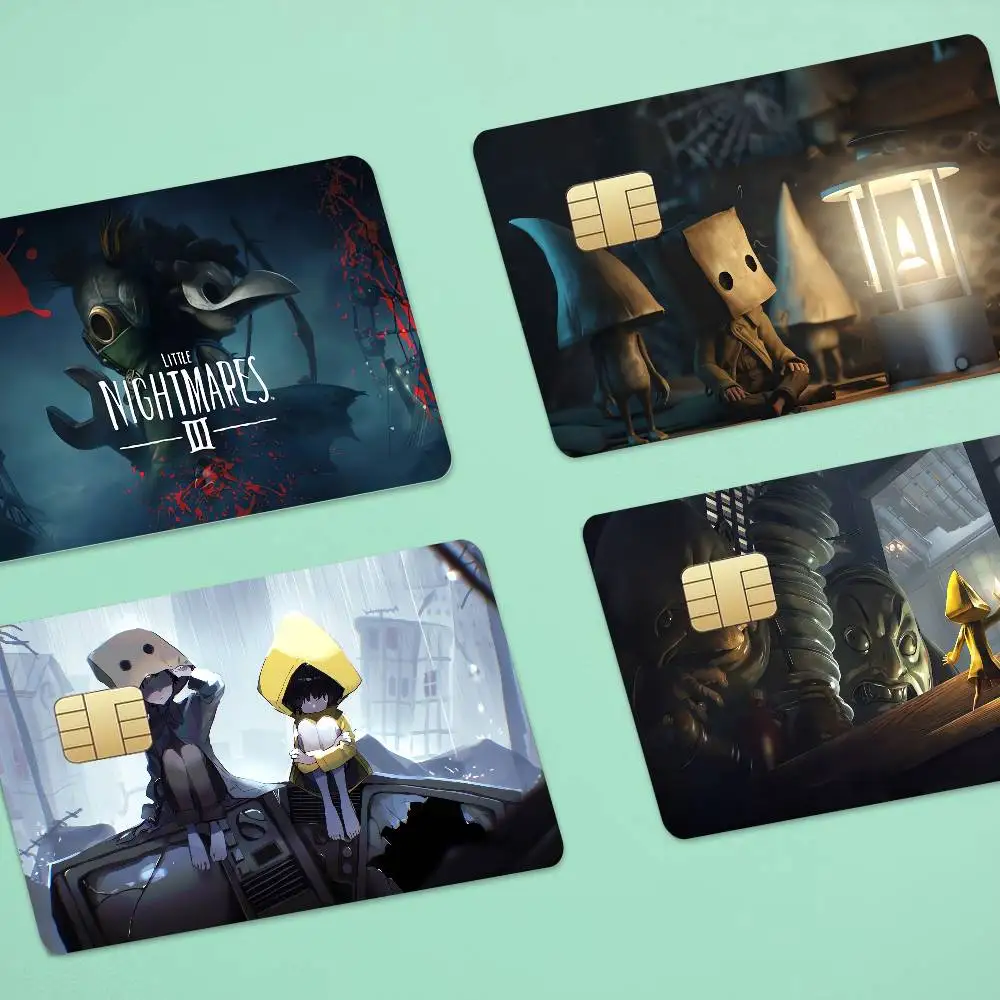 Game Little Nightmares Anime Cartoon 1 Set Of 4 Pcs Bear Skin Sticker Film Tape Case For Big Credit Debit Card Front Side