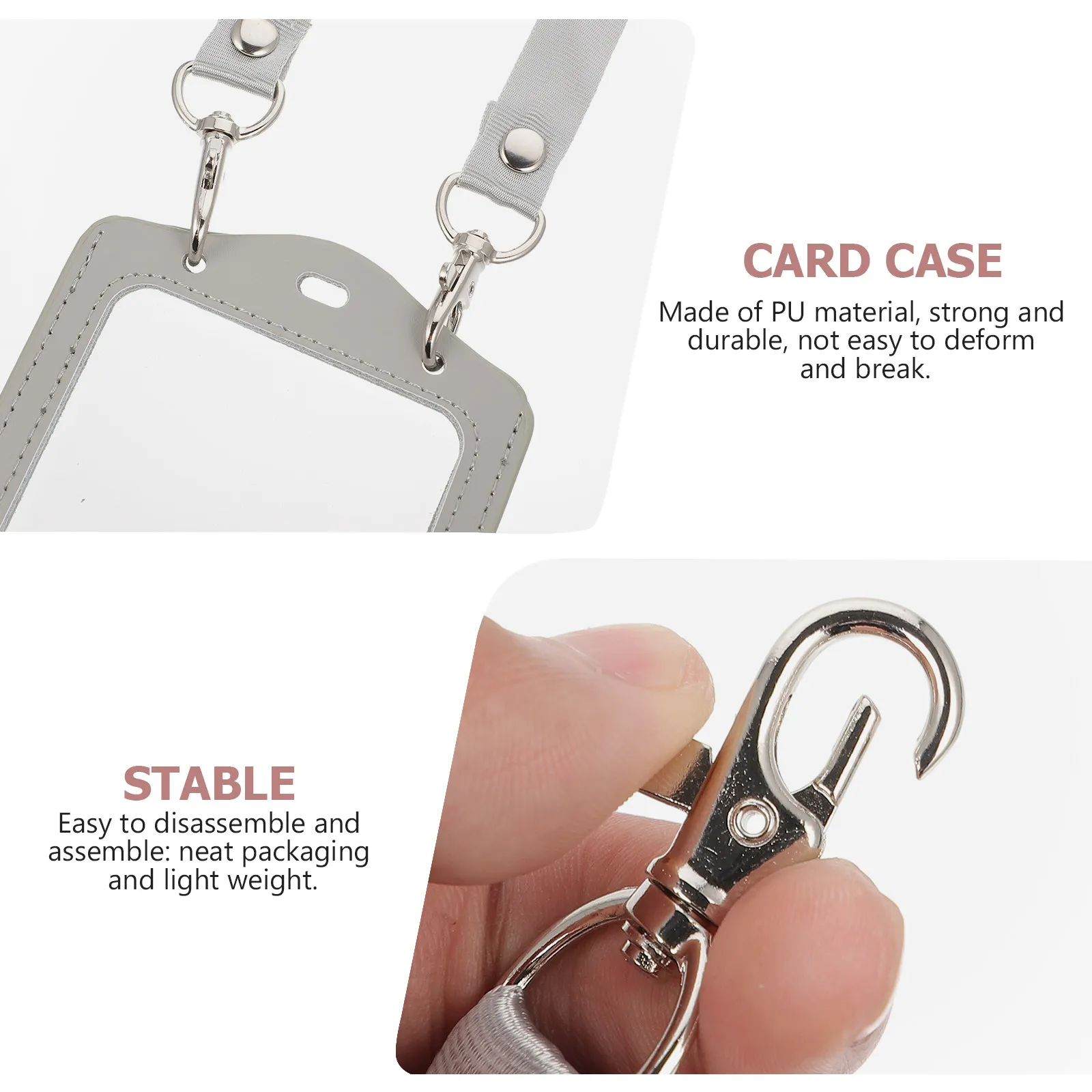 Work Cards Holder High-Grade PU Double-Sided Id Cards Protective Cover Waterproof Dustproof Badge Case Lanyard Multi-Function