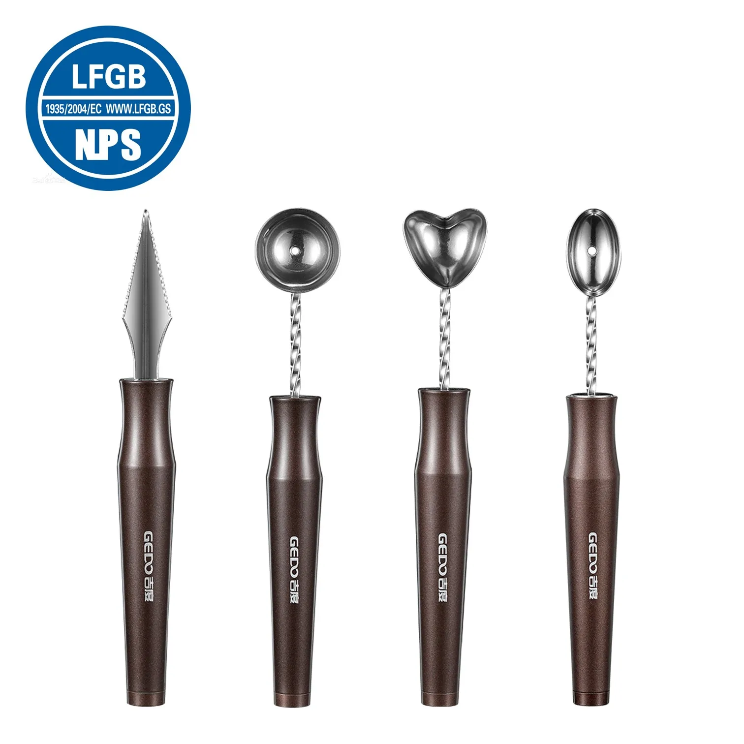 

LFGB Certification 99.9% Anti-bacterial 316 Stainless Steel Ice Cream Ball Digger Multiple Shape Fruit Bowl Modeling Tools
