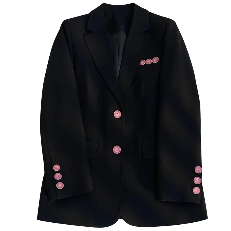 2024 early spring new design sense black suit jacket women\'s casual fashion sense small suit  cropped blazer