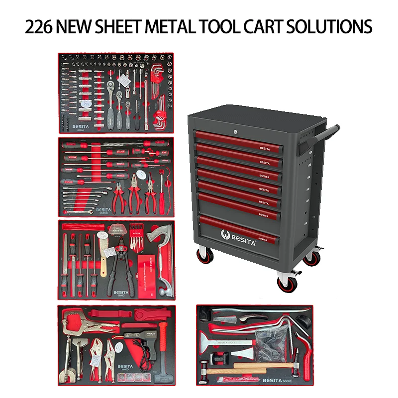 226 PCS Automotive Mechanic Home Sockets Total Tools Auto Repair 1/2 Inch Torque Wrench 216-piece Car Tool Combination Set