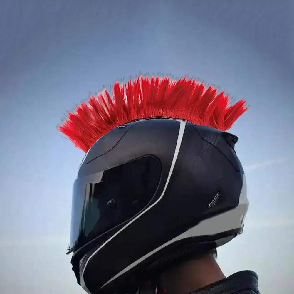 Useful  Helmet Wig Sticker Fastener Tape Vibrant Color Helmet Decor Wig Breathable Lightweight Helmet Mohawk for Riding