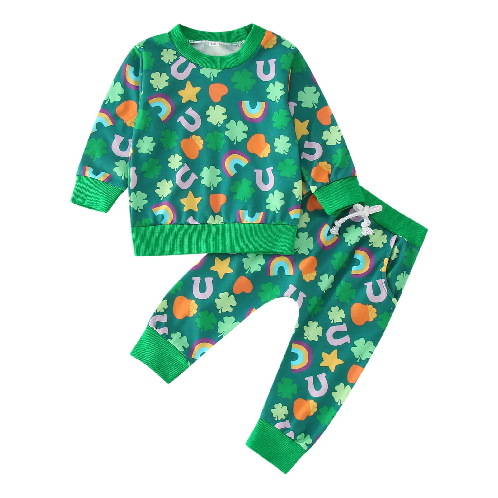 Toddler Boys Girls Long Sleeve St.Patric.k's Day Prints T Shirt Pullover Tops Pants Outfits Girls 7t Outfits Winter