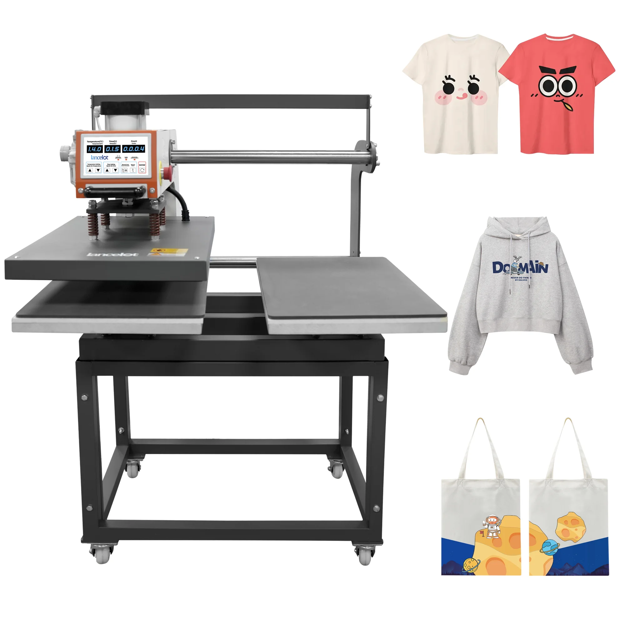 

Lancelot 16x24 Pneumatic Sliding Dual Platen Heat Press Machine Large Heat Transfer Press with Auto Lift Sublimation Transfer Ma
