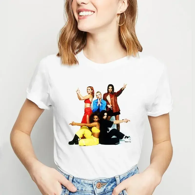 سبايس جيرلز طباعة مضحك الكرتون تي شيرت المرأة قميص الانمي Harajuku الجرافيك TshirtTop تيز الصيف عادية قصيرة الأكمام #2