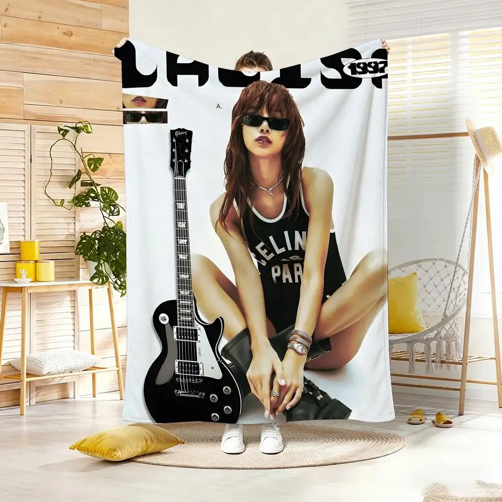 Star IdoI L-Lisa L-Lalisa Manob Throw Lightweight  Flannel Blanket Soft Skin-friendly for Summer Cooling