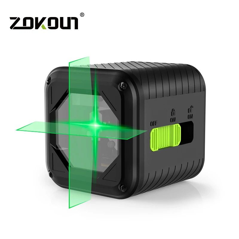 ZOKOUN Newest 2 Lines Laser Level Green/Red Beam Self-leveling Tilt Slash Horizontal & Vertical Cross Line with Magnetic Bracket