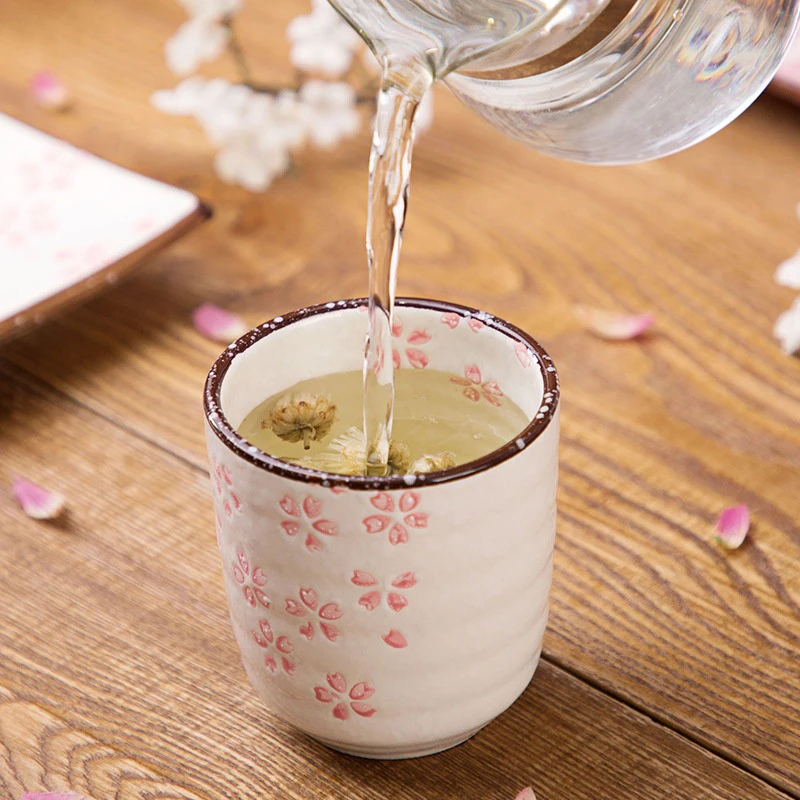 Home Owner Sub-Cup Glass Tea Cup Pink White Japanese-Style Kung Fu Tea Ceramic Underglaze Porcelain Tea Cup