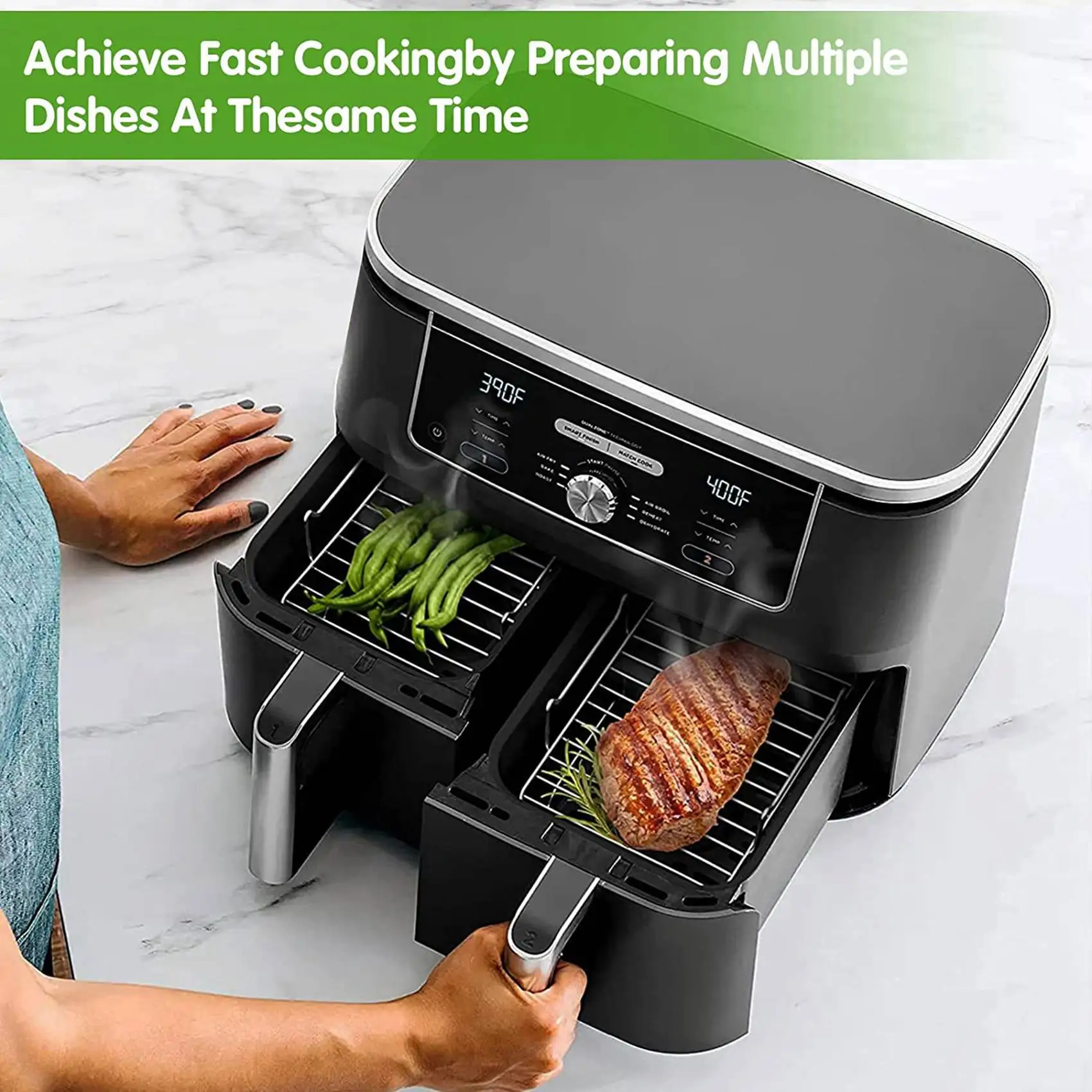 Innovative Air Fryer Rack for Double Basket Air Fryers, Dehydrator Rack for Ninja Foodi DZ201 DZ401 Air Fryer Accessories