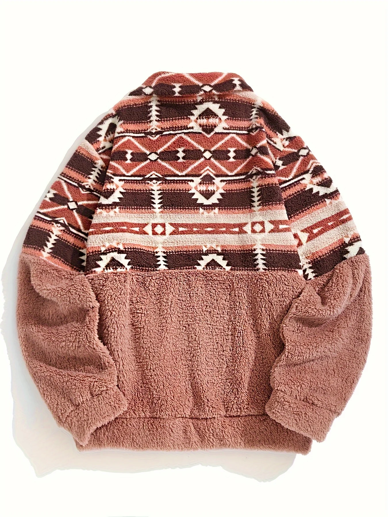 European and American fashion new Aztec geometric zipper design Teddy sweater girl