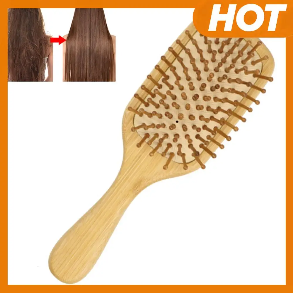

Detangling Hairbrush Bamboo Bristles Detangling Hairbrush Improves Hair Texture Massage Scalp Natural Wooden for Women & Men