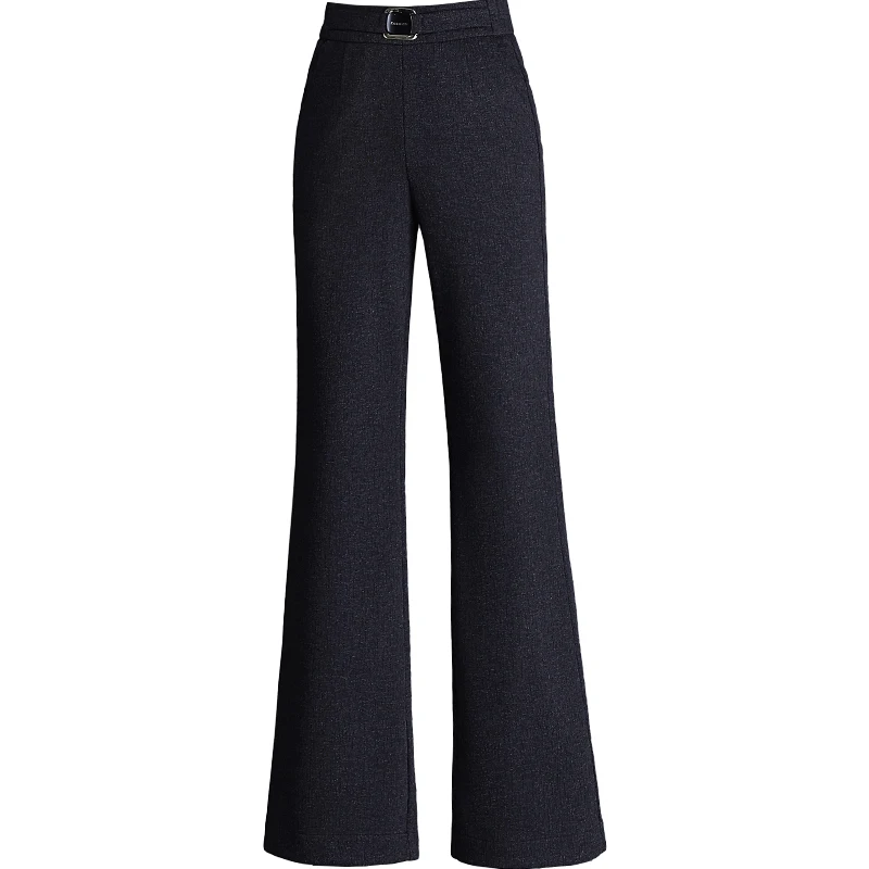 Calças Femininas Casuais de Cintura Alta, Forradas com Lã e Algodão, Modelo Boca de Sino, para Inverno