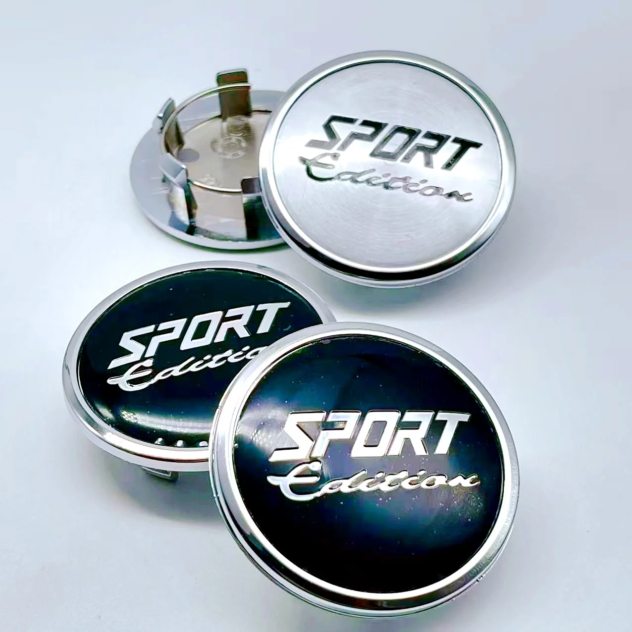 

4PCS/lot 65mm Sport Rim Cap Clip 56mm Racing Sport Emblem Sticker Wheel Center Caps Hub Cap Black & Silver Durable High Quality