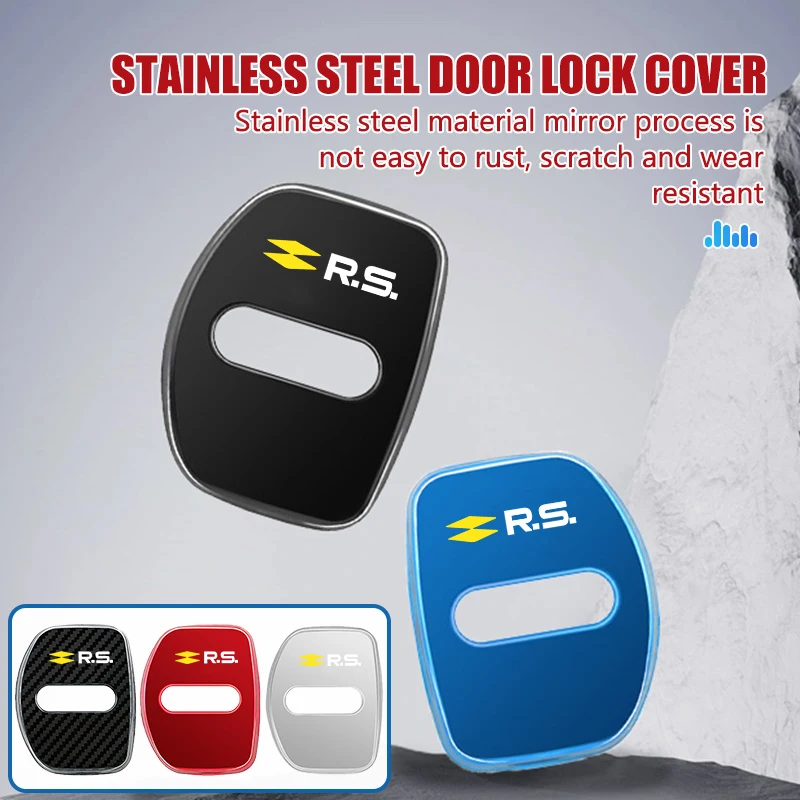 Stainless Steel Car Door Lock Buckle Cover Protective Covers Accessories For Renault RS Clio Dacia Scenic Twingo Kadjar Zoe