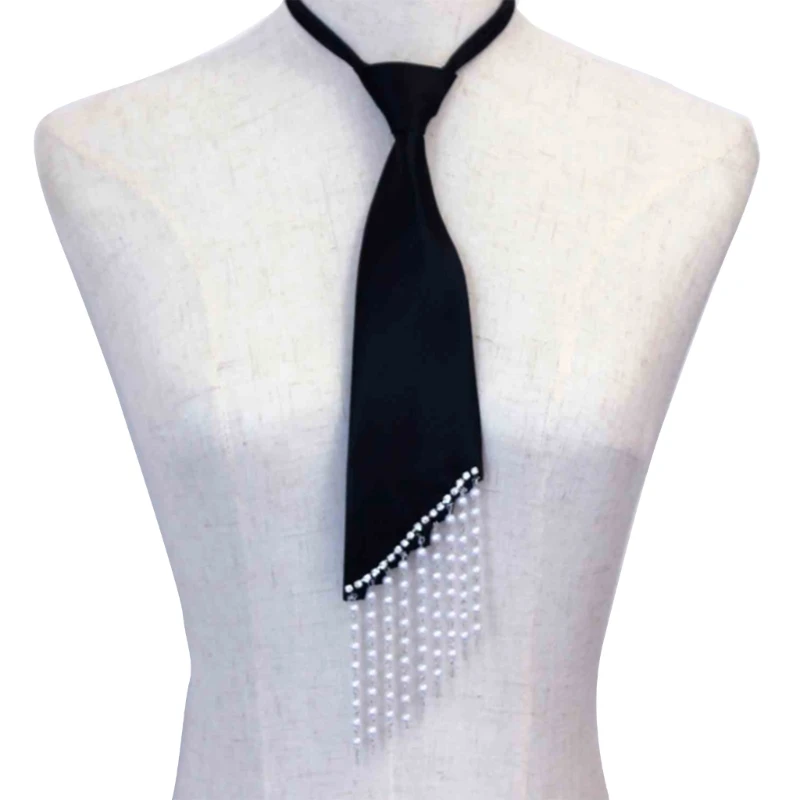 

Punk Neck Ties Shimmering Music Festival Necktie Fringed Crystal Pendant Necktie