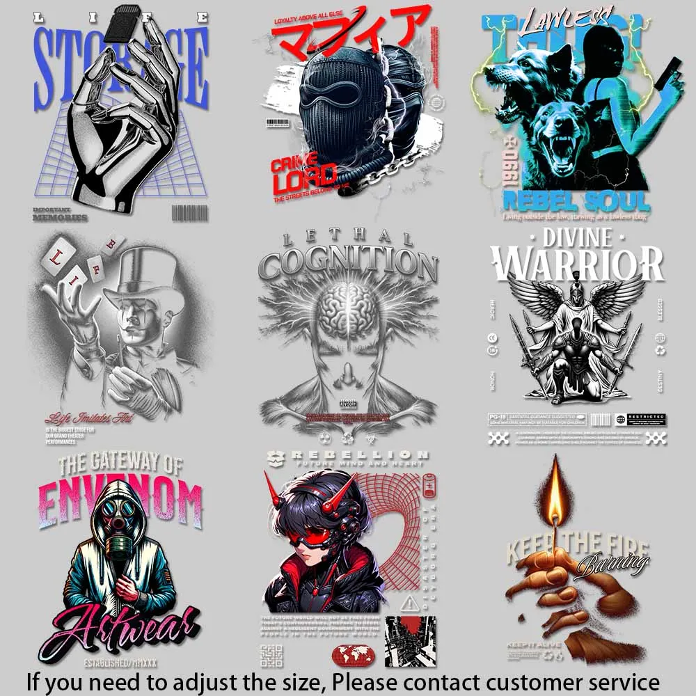 Gothic Tech Iron-On Decal - Brain & Skeleton Fusion, High-Adhesive for Dark Fashion & DIY T-Shirt/Cap